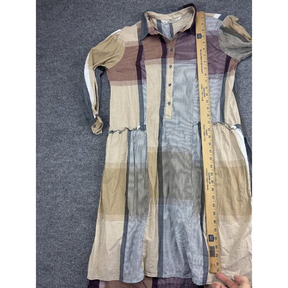 Zara Basic Collection Dress Womens Medium Multi Color Stripe Shirt Midi Collared - Picture 6 of 9